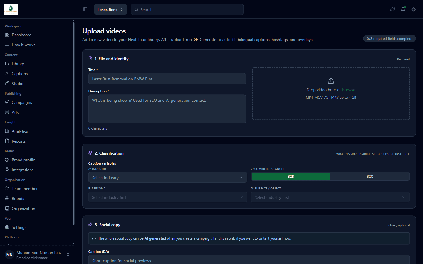 Upload videos workflow