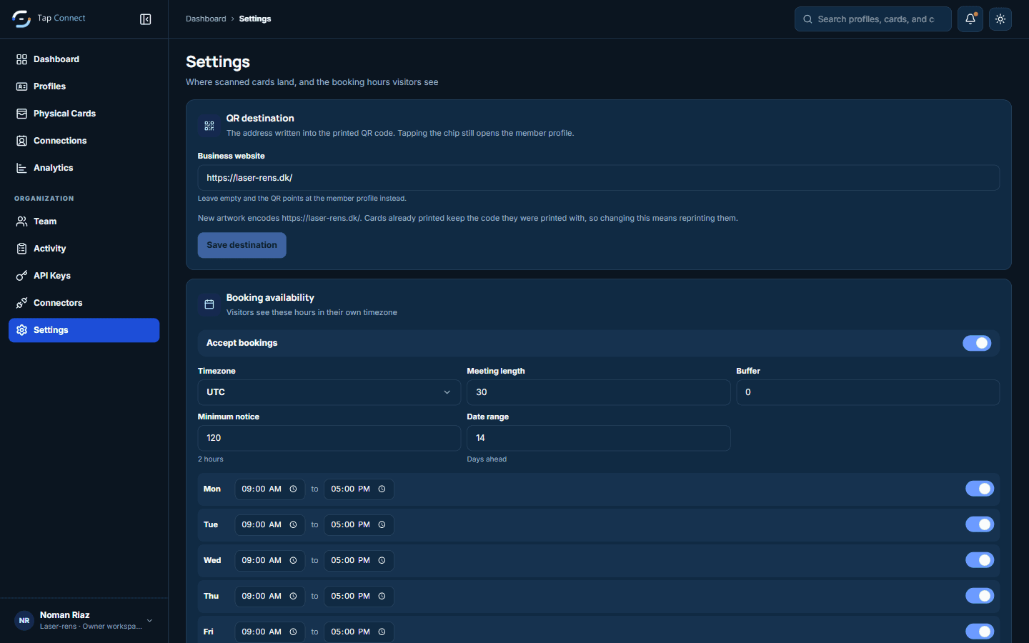 Workspace settings