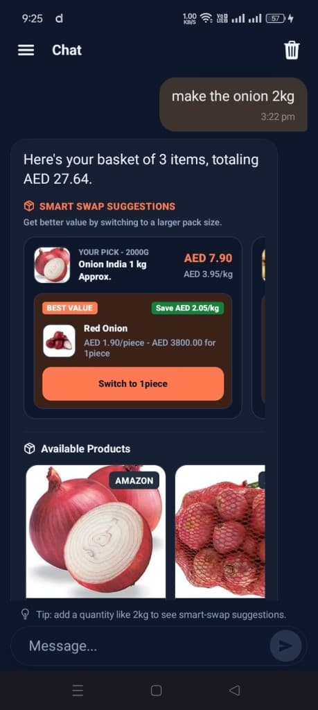 Smart swap suggestion to switch to a larger pack