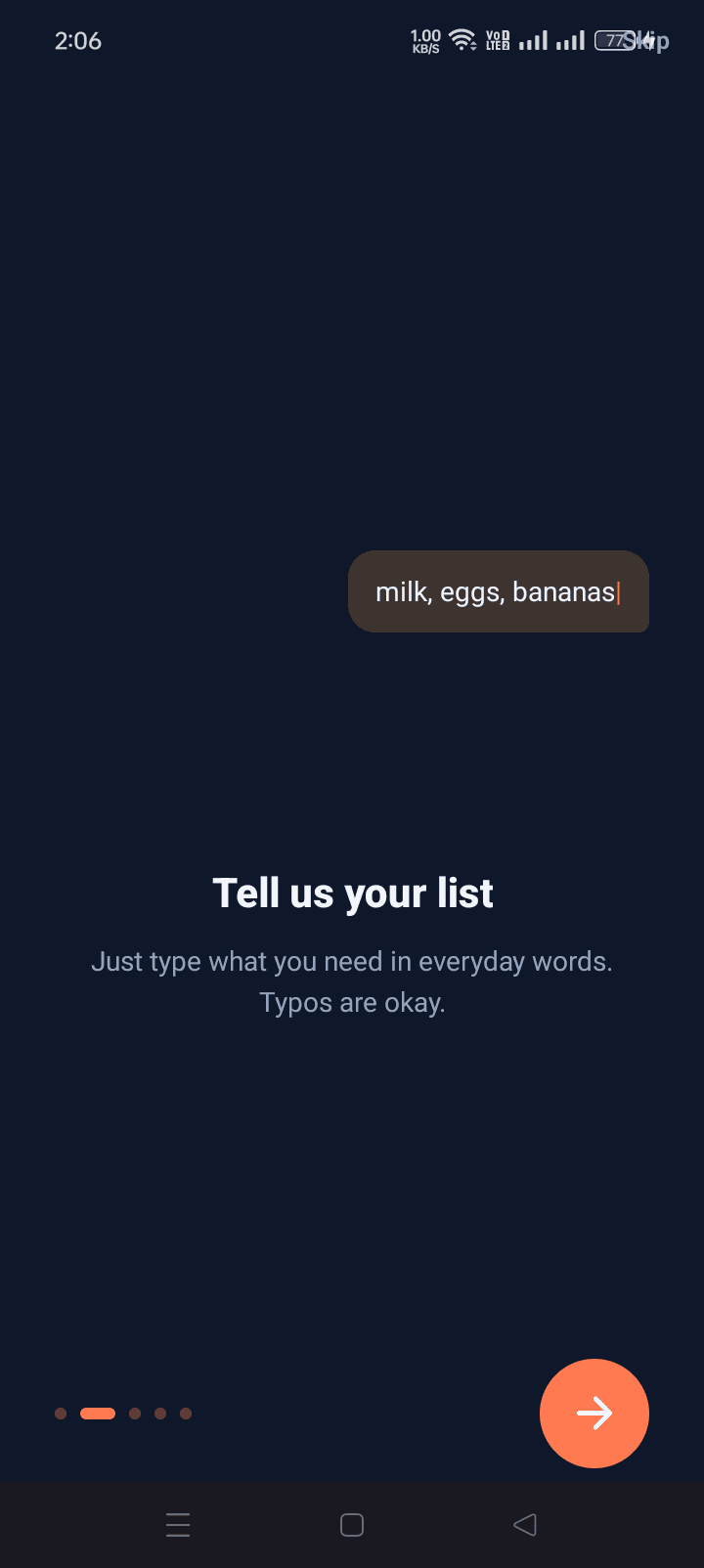 Natural-language grocery query input
