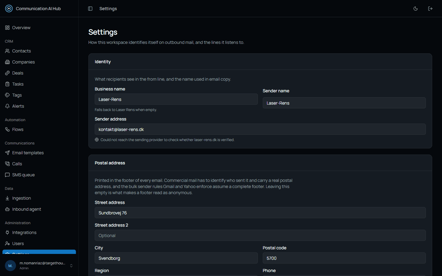 Workspace settings